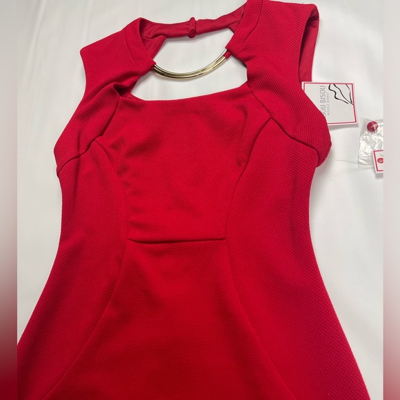 NWT Bisou Bisou Red Bodycon Midi Dress Size 4 - Picture 2 of 9
